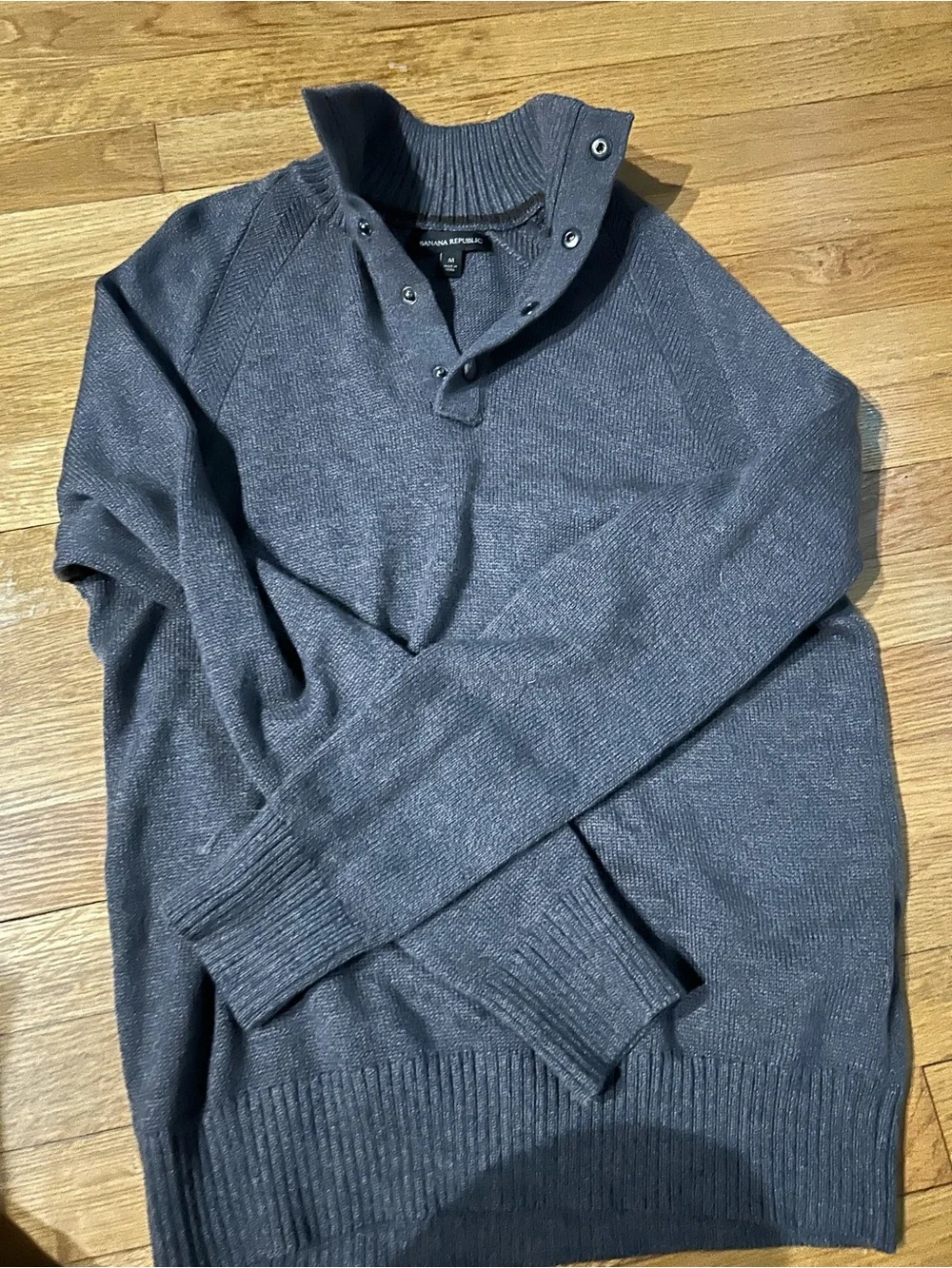 Banana Republic Men's Charcoal Zip-Neck Sweater